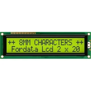 Fordata FC2002C00-FHYYBW-51SE FC Alphanumeric LCD Alphanumeric Display, Green, Yellow on Yellow-Green, 2 Rows by 20 product image