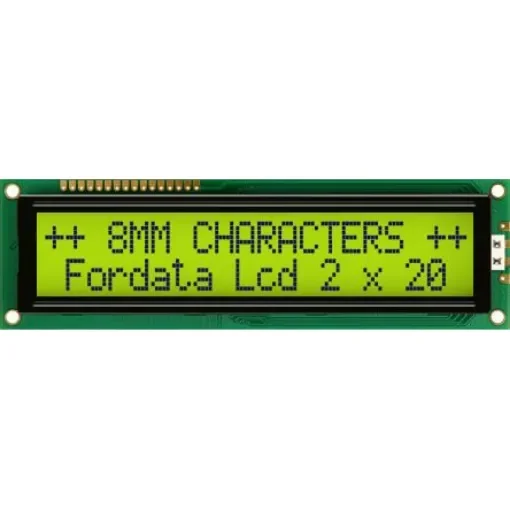 Fordata FC2002C00-FHYYBW-51SE FC Alphanumeric LCD Alphanumeric Display, Green, Yellow on Yellow-Green, 2 Rows by 20 product image