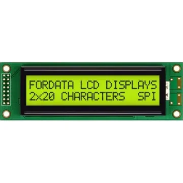 Fordata FC2002D01-FHYYBW-51SE FC Alphanumeric LCD Alphanumeric Display, Green, Yellow on Yellow-Green, 2 Rows by 20 product image
