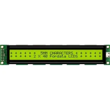 Fordata FC4002B00-FHYYBW-51SE FC Alphanumeric LCD Alphanumeric Display, Green, Yellow on Yellow-Green, 2 Rows by 40 product image