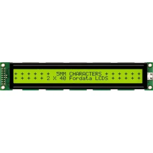 Fordata FC4002B00-FHYYBW-51SE FC Alphanumeric LCD Alphanumeric Display, Green, Yellow on Yellow-Green, 2 Rows by 40 product image