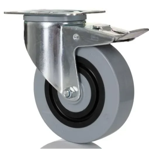Tente Braked Swivel Castor Wheel, 400kg Capacity, 125mm Wheel - 3477HUR125P62 grey product image