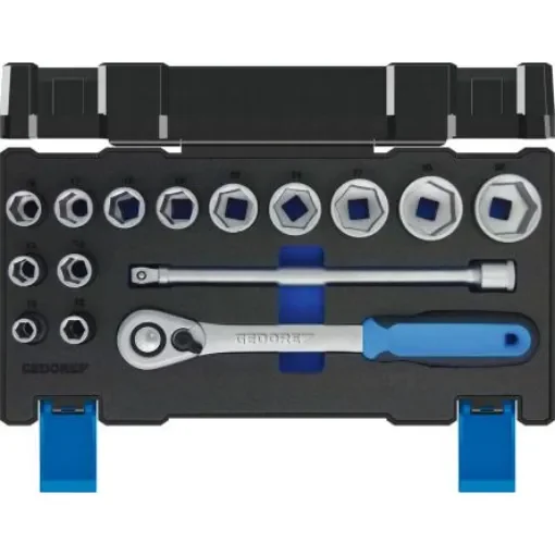 Gedore 15-Piece Metric 1/2 in Standard Socket Set with Ratchet, 6 point - 19DMU-20 product image