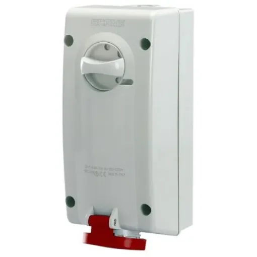 Scame Switchable IP44 Industrial Interlock Socket 3P+N+E, Earthing Position 6h, 16A, 415 V - 560.1687 product image