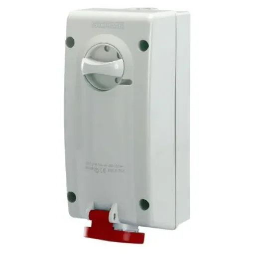 Scame Switchable IP44 Industrial Interlock Socket 3P+N+E, Earthing Position 6h, 32A, 415 V - 560.3287 product image