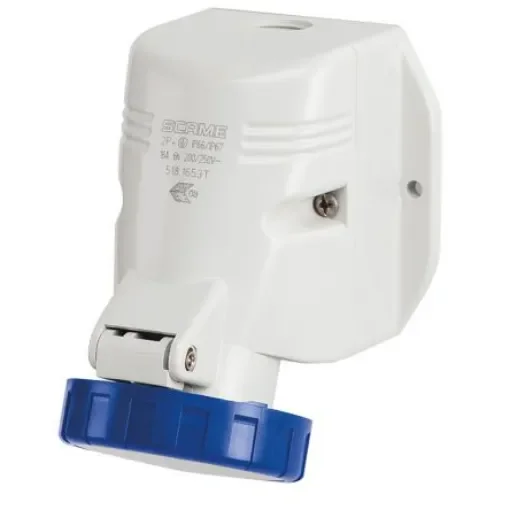 Scame IP67 Blue Wall Mount 2P + E Industrial Power Socket, Rated At 125A, 230 V - 518.12553T product image