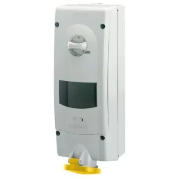 Scame Switchable IP44 Industrial Interlock Socket 2P+E, Earthing Position 4h, 32A, 110 V - 567.3270-R product image