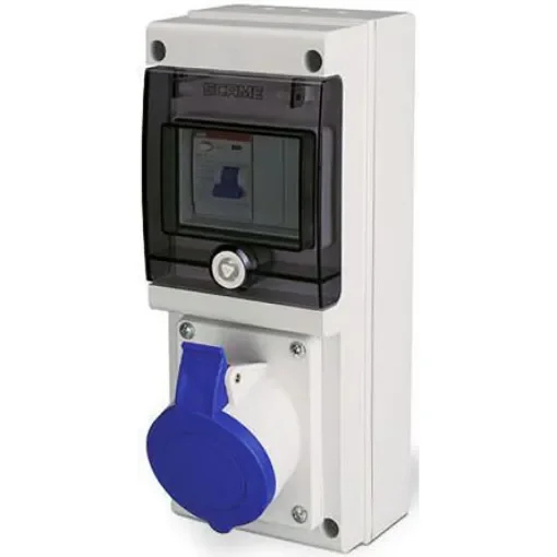 Scame IP67 Blue Wall Mount 2P + E Industrial Power Socket, Rated At 16A, 230 V - 632.1613-RW product image