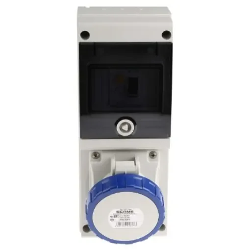Scame IP67 Blue Wall Mount 2P + E Industrial Power Socket, Rated At 32A, 230 V - 632.3213-RW product image