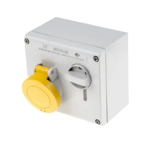 Scame Switchable IP44 Industrial Interlock Socket 2P+E, Earthing Position 4h, 16A, 130 V - 500.1670 product image