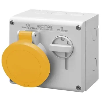 Scame Switchable IP44 Industrial Interlock Socket 2P+E, Earthing Position 4h, 32A, 130 V - 500.3270 product image