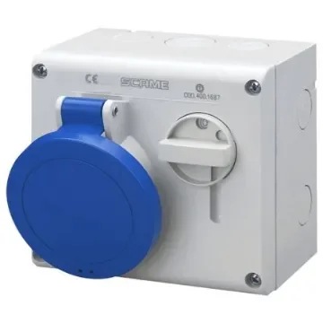 Scame Switchable IP44 Industrial Interlock Socket 2P+E, Earthing Position 6h, 32A, 250 V - 500.3283 product image