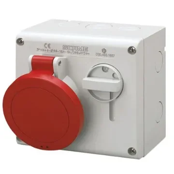 Scame Switchable IP44 Industrial Interlock Socket 3P+E, Earthing Position 6h, 32A, 400 V - 500.3286 product image