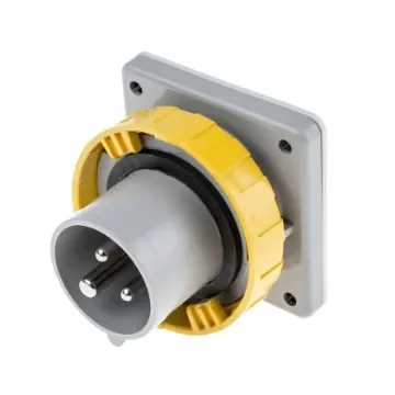 Scame IP67 Yellow Panel Mount 2P + E Industrial Power Plug, Rated At 16A, 110 V - 248.1690 product image