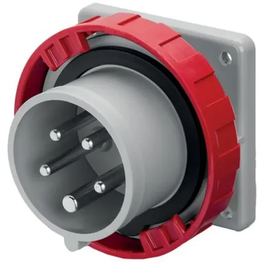 Scame IP67 Red Panel Mount 3P + N + E Industrial Power Plug, Rated At 16A, 415 V - 248.1697 product image