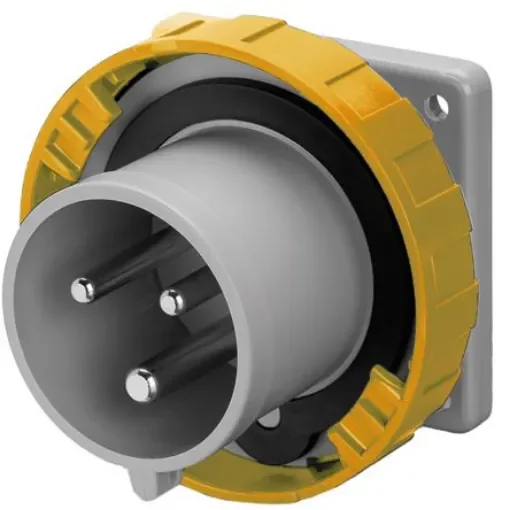 Scame IP67 Yellow Panel Mount 2P + E Industrial Power Plug, Rated At 32A, 110 V - 248.3290 product image
