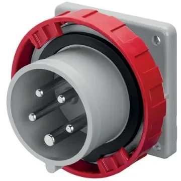 Scame IP67 Red Panel Mount 3P + N + E Industrial Power Plug, Rated At 32A, 415 V - 248.3297 product image