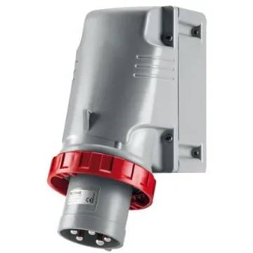 Scame IP67 Red Wall Mount 3P + N + E Industrial Power Plug, Rated At 63A, 415 V - 245.6397T product image