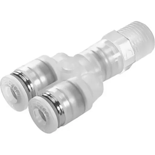 Festo Double Y Threaded-to Tube Adaptor, Push In 12 mm to Push In 12 mm, Threaded-to-Tube Connection Style, 133090 - NPQP-Y-R12-Q12-FD product image