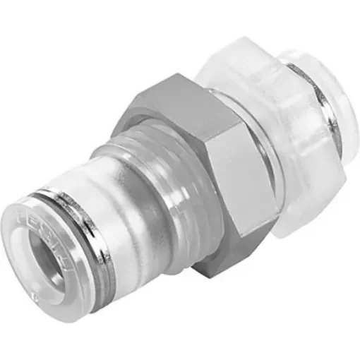 Festo Bulkhead Tube-to-Tube Adaptor, Push In 8 mm to Push In 8 mm, Tube-to-Tube Connection Style, 133102 - NPQP-H-Q8-E-FD product image
