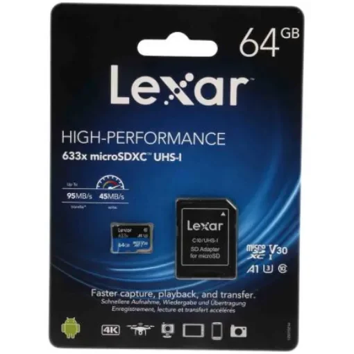 Lexar 64 GB Industrial MicroSDXC Micro SD Card, Class 10, UHS-1 U1 - LSDMI64GBBEU633A product image