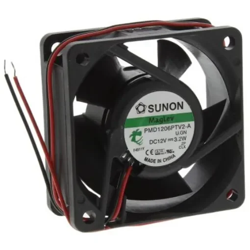 Sunon PMD Series Axial Fan, 12 V dc, DC Operation, 53.5m³/h, 3.2W, 269mA Max, 60 x 60 x 25mm - PMD1206PTV2-A.U.GN product image