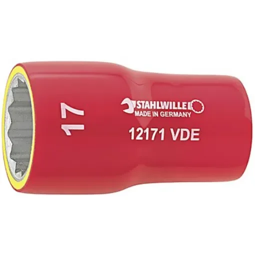 STAHLWILLE 3/8 in Drive 14mm Insulated Standard Socket, 12 point, VDE/1000V, 48 mm Overall Length - 2380014 product image