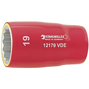 STAHLWILLE 1/2 in Drive 22mm Insulated Standard Socket, 12 point, VDE/1000V, 60 mm Overall Length - 3370022 product image