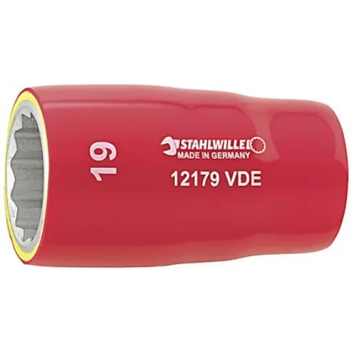 STAHLWILLE 1/2 in Drive 22mm Insulated Standard Socket, 12 point, VDE/1000V, 60 mm Overall Length - 3370022 product image