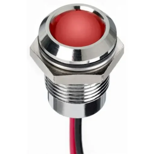 RS PRO Red Panel Mount Indicator, 24V dc, 14mm Mounting Hole Size, Lead Wires Termination, IP67 - 1301084 product image