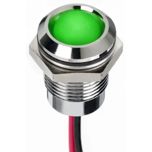 RS PRO Green Panel Mount Indicator, 24V dc, 14mm Mounting Hole Size, Lead Wires Termination, IP67 - 1301085 product image