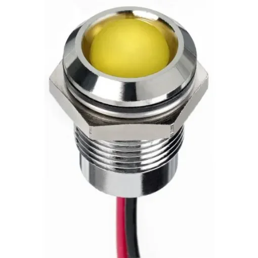 RS PRO Yellow Panel Mount Indicator, 24V dc, 14mm Mounting Hole Size, Lead Wires Termination, IP67 - 1301086 product image