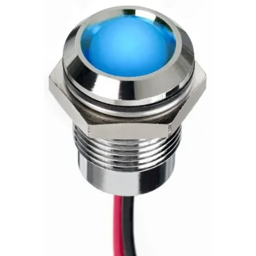 RS PRO Blue Panel Mount Indicator, 24V dc, 14mm Mounting Hole Size, Lead Wires Termination, IP67 - 1301087 product image