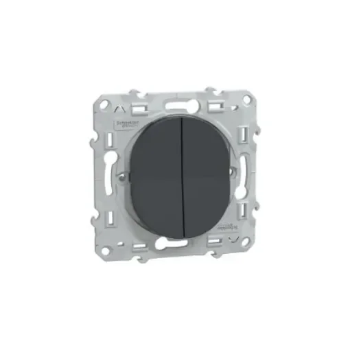 Schneider Electric Anthracite Push Button Light Switch, 2 Way, 2 Gang, Ovalis C Series - S340285 product image