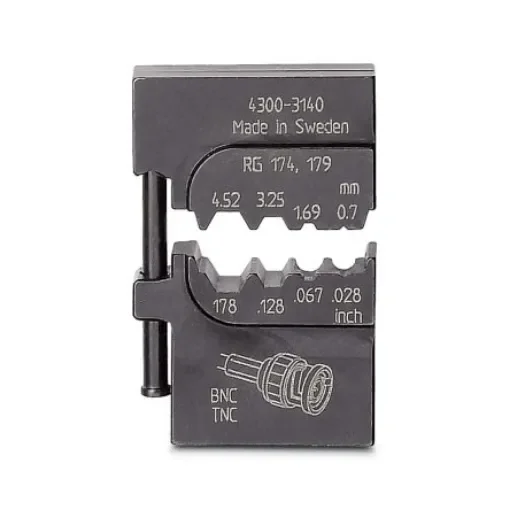 Phoenix Contact, CRIMPFOX-M Crimp Die, Coaxial, Wire size 6.48mm², Coaxial Type (BNC/TNC) RG 58/ 59/ 62/ 71 - 1212088 product image