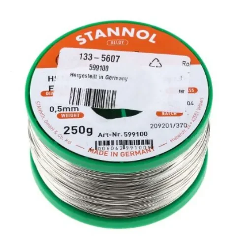 Stannol Wire, 0.5mm Lead Free Solder, 227°C Melting Point - 599100 product image