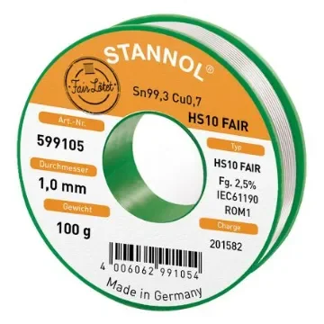 Stannol Wire, 1mm Lead Free Solder, 227°C Melting Point - 599105 product image