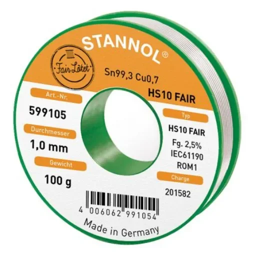 Stannol Wire, 1mm Lead Free Solder, 227°C Melting Point - 599105 product image