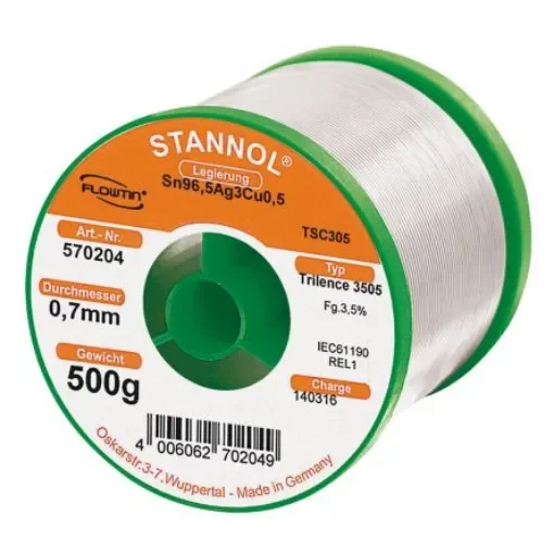 Stannol Wire, 0.7mm Lead Free Solder, 217°C Melting Point - 570204 product image