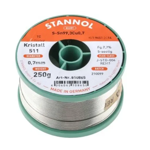 Stannol Wire, 0.7mm Lead Free Solder, 227°C Melting Point - 810865 product image
