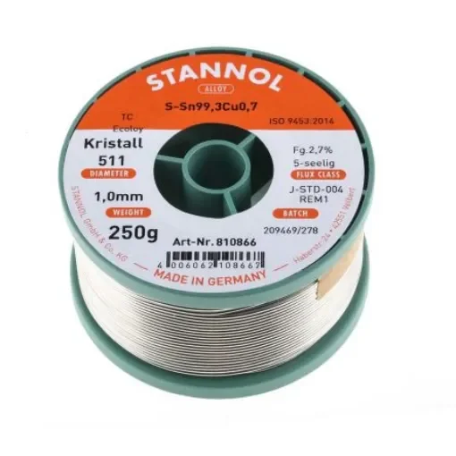 Stannol Wire, 1mm Lead Free Solder, 227°C Melting Point - 810866 product image