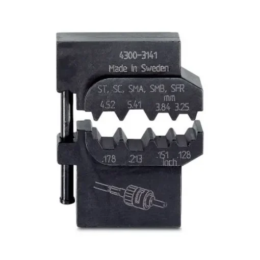 Phoenix Contact, CRIMPFOX-M Crimp Die, Coaxial, Fibre Optic Connector, Wire size 5.41mm², Coaxial Type ST/ SC/ SMA/ - 1212086 product image