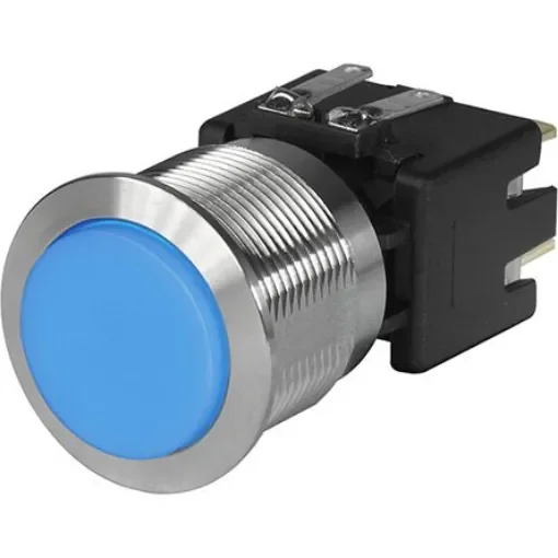 Schurter Illuminated Push Button Switch, Latching, Panel Mount, 19.1mm Cutout, DPDT, Blue LED, 30 V dc, 250V ac, IP40, - 3-101-010 product image
