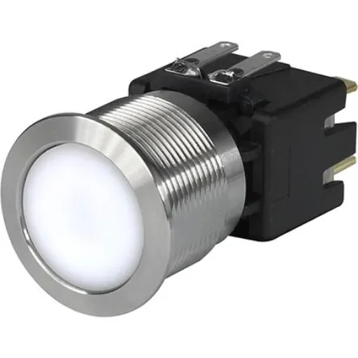 Schurter Illuminated Push Button Switch, Latching, Panel Mount, 22.1mm Cutout, DPDT, White LED, 30 V dc, 250V ac, IP40, - 3-101-041 product image