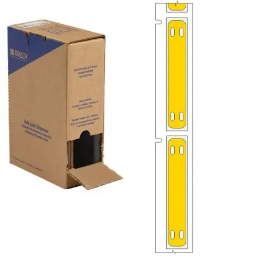 Brady B-7643 Heatex Polyurethane Cable Tag Yellow Cable Labels, 10.00mm Width, 60mm Height, 250Per Pack Qty - BM71H-1-7643-YL product image