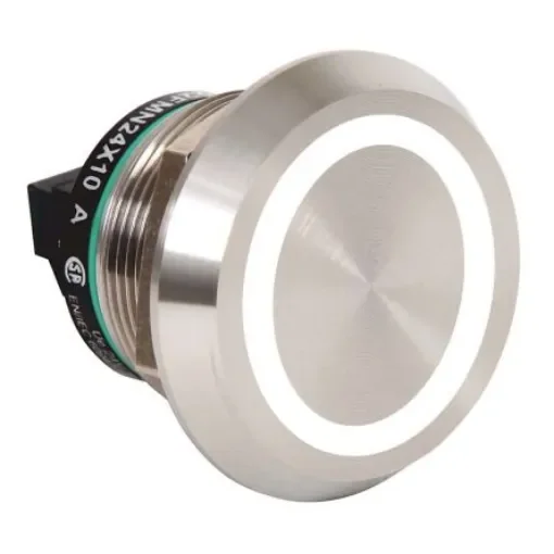 Allen Bradley 800K Series Illuminated Push Button, Panel Mount, 22mm Cutout, SPST, IP68, IP69K - 800K-22FMW24X10 product image