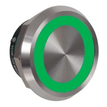 Allen Bradley 800K Series Illuminated Push Button, Panel Mount, 30mm Cutout, SPST, IP68, IP69K - 800K-30FMG24X10 product image