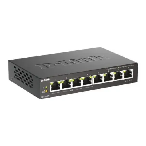 D-Link 8-Port Gigabit PoE Unmanaged Desktop Switch, Unmanaged 8 Port Gigabit Switch With PoE EU - DGS-1008P/E product image