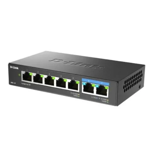 D-Link 7-Port Multi-Gigabit Unmanaged Switch, Unmanaged 7 Port Gigabit Switch, UK - DMS-107/B product image