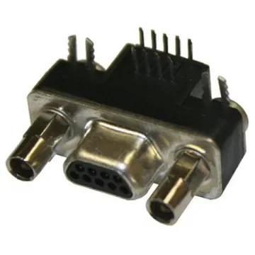 Norcomp MICRO-D 9 Way Right Angle Through Hole D-sub Connector Plug, 1.27mm Pitch, with Boardlocks, Standoffs - 381-009-112L565 product image